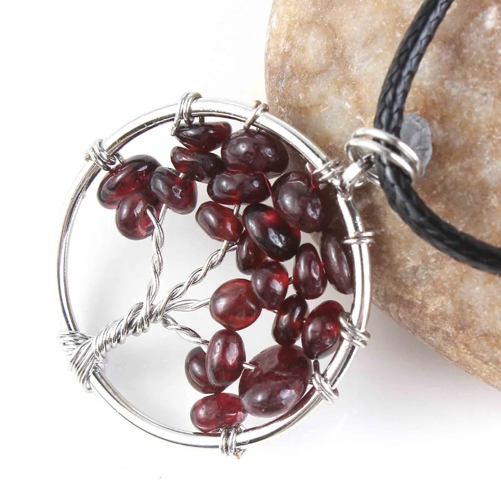 Natural Gnergy Gemstone~ Silver Plated Wire Wrapped Tree Of Life Healing Crystal Quartz Purple Amethysts Round Chakra Reiki Stone Pendant Necklace 14 AA00409005907a