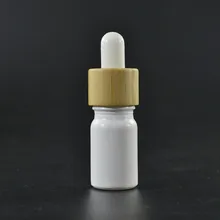 100 шт 5 мл матовый белый стеклянный флакон с пипеткой флакон для сыворотки стеклянная бутылка эфирного масла с бамбуковая Крышка логотип для печати на экране пипетки