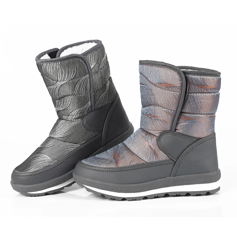 

Boys Girls Thick Winter Boots Velvet Printed Plush Children Snow Boots Slip-resistant Waterproof Kids Footwear Size 28-35 Botas