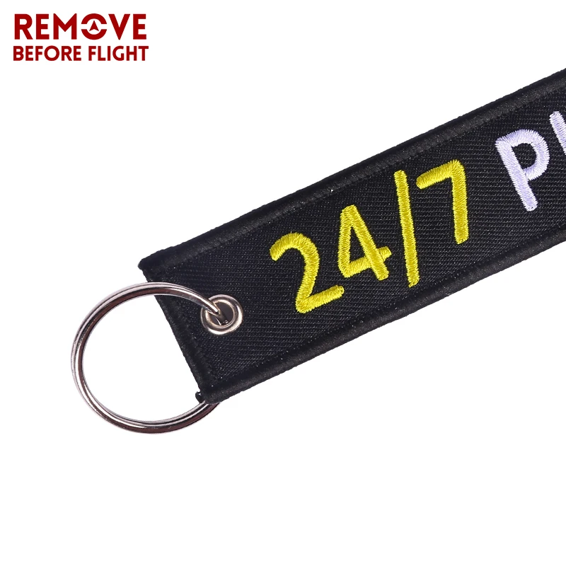 Fashion Key Chain Jewelry Outstanding Embroidery 247 Pilot Key Ring Chain for Aviation Lovers Gifts