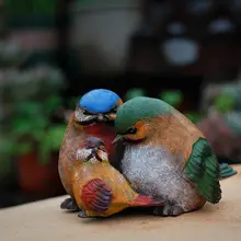 Смола состаренные птицы Famliy садовые статуэтки скульптуры украшения сада Открытый