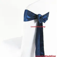 100 шт. Прямая с фабрики Высокое качество темно-синий атласный стул створки для свадеб События и украшение партии