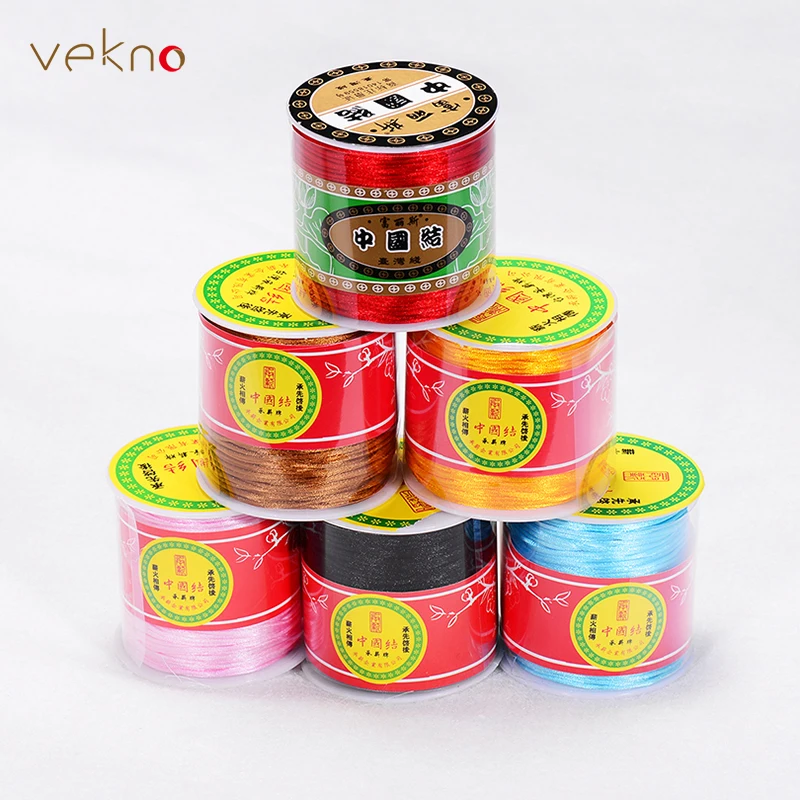 

VEKNO Braided Red Nylon Cord Macrame Handmade Beading Shamballa Bracelet Mulcolor String Thread Rope for Handcraft DIY Jewelry