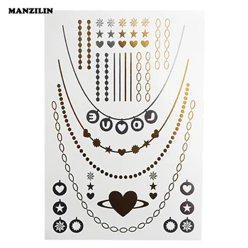 

1 Pieces Flash Metallic Tattoo Temporary Sticker Feather Geometric Design Bracelet Choker Tattoo DIY Body Art
