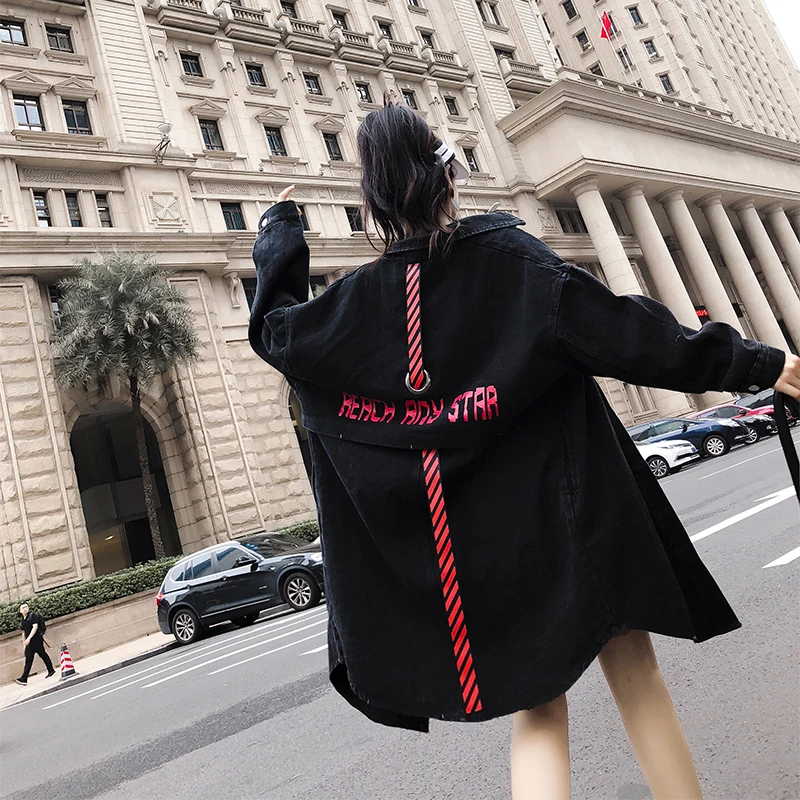 

Women Fashion Spring Autumn Jacket Mid-length Boyfriend Style Casual Loose Windbreak Plus Size Coat Female Coat Chaqueta Mujer