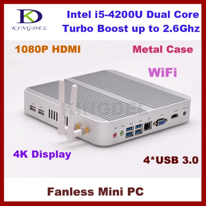 8GB RAM+1T HDD Fanless core i5-4200U mini pc linux ubuntu computer,4*USB 3.0, HDMI, DirectX 11 support, 4K,WiFi,VGA