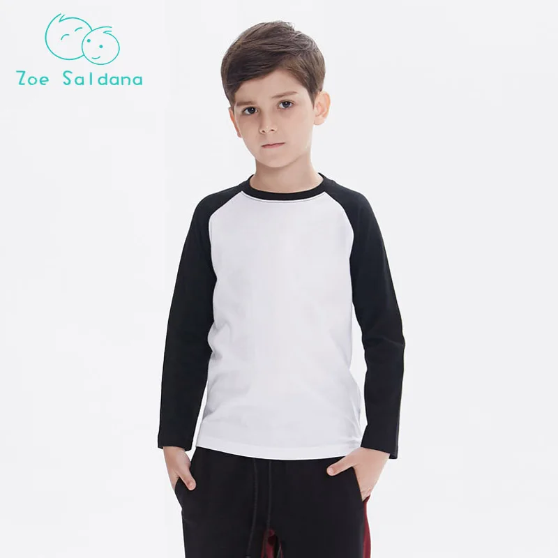 Kid Clothing Boys Cotton White Long Sleeve T Shirt Baby Boy Solid Tees