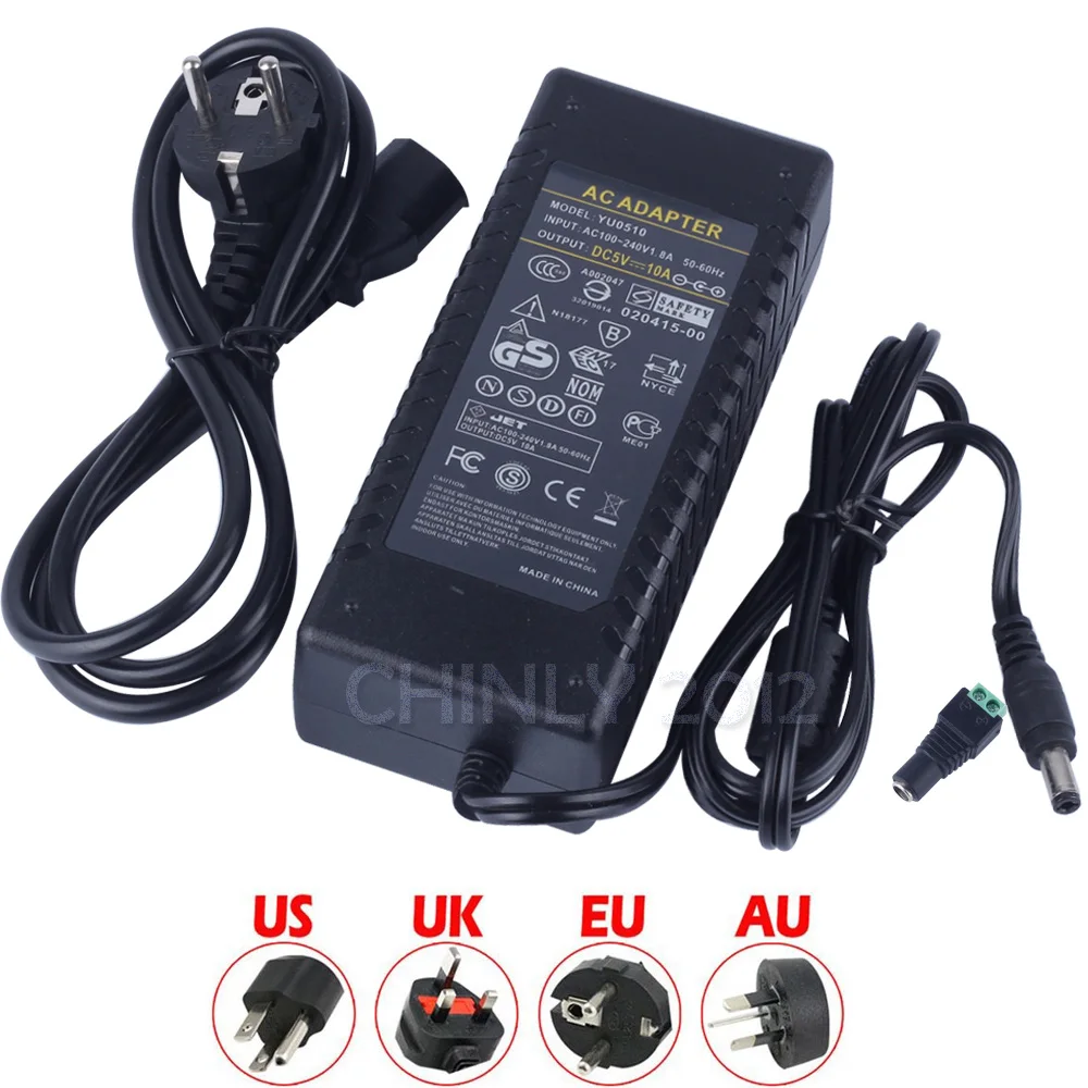 

DC5V 10A 50W LED adapter driver Power Supply Transformer for LED WS2812B WS2813 APA102 Strip LED module