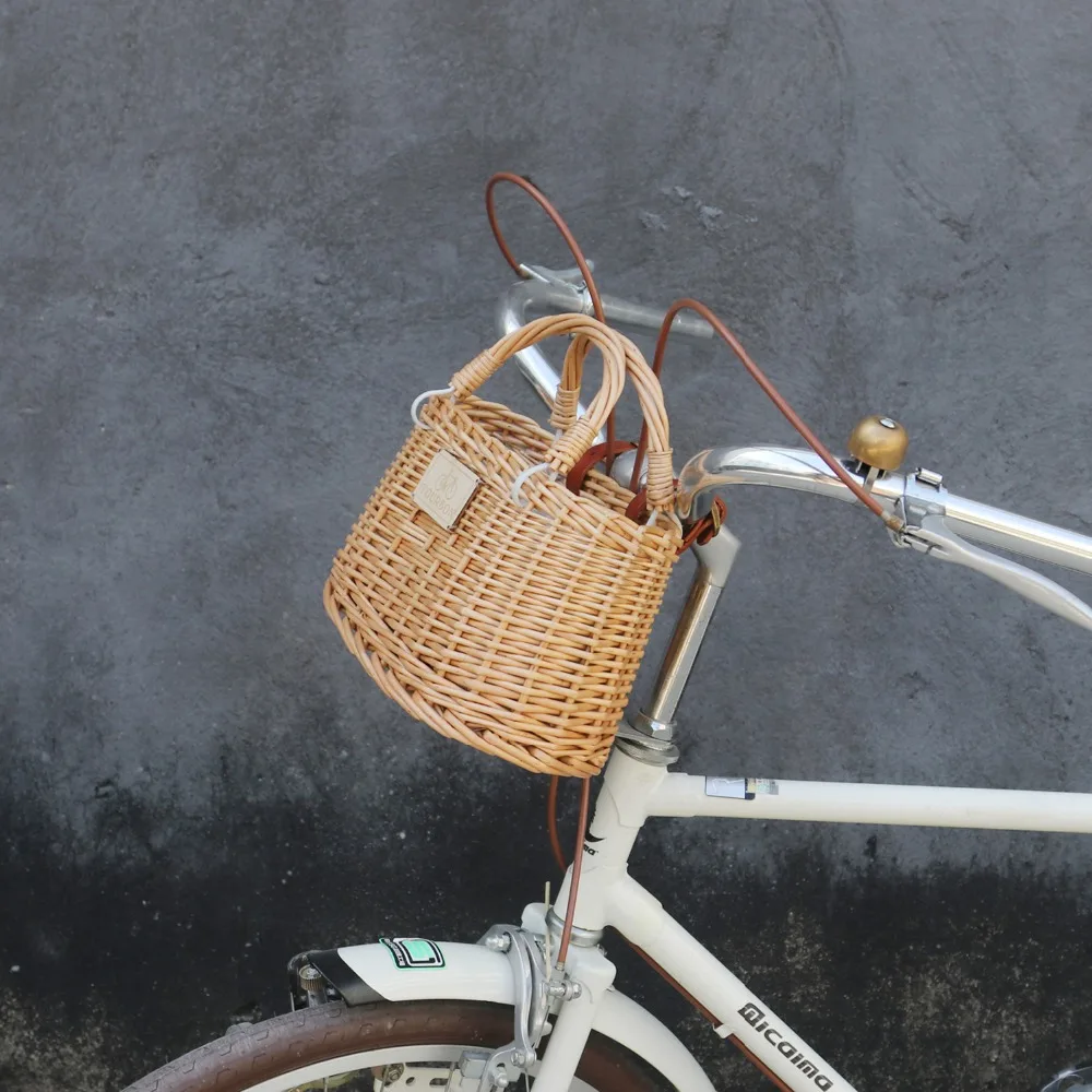 Tourbon велосипедная корзина, винтажная плетеная велосипедная сумка на руль, передняя сумка для хранения, сумка для покупок, велосипедная коммутирующая сумка, аксессуары