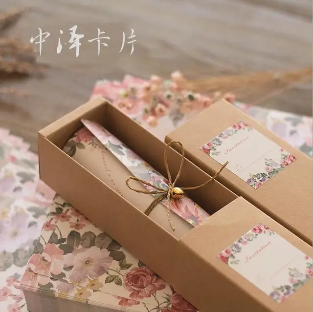 2017 new european style invitations card paper carton hemp rope bell