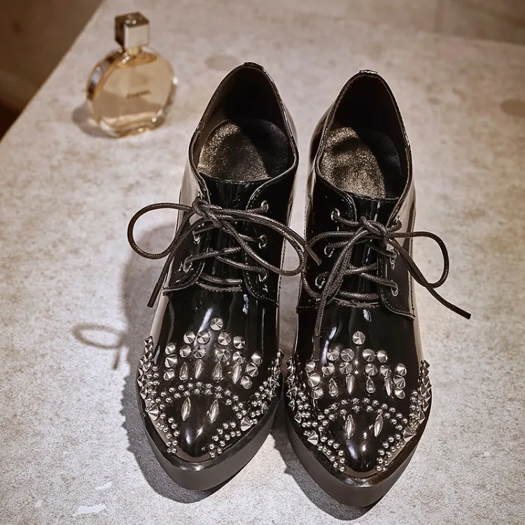 shiny black high heel shoes