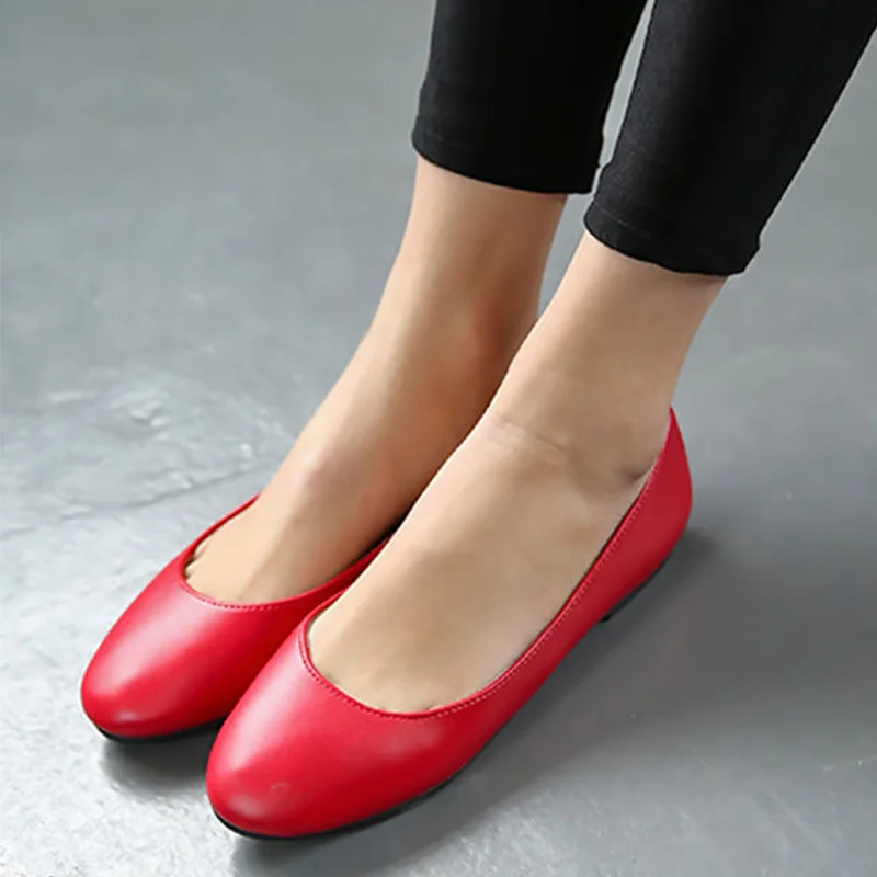 

2017 Spring Candy Color Shallow Mouth Leather Shoes Simple Women Round Toe Flat Shoes Scoop Shoes Soft Bottom Boat Shoes