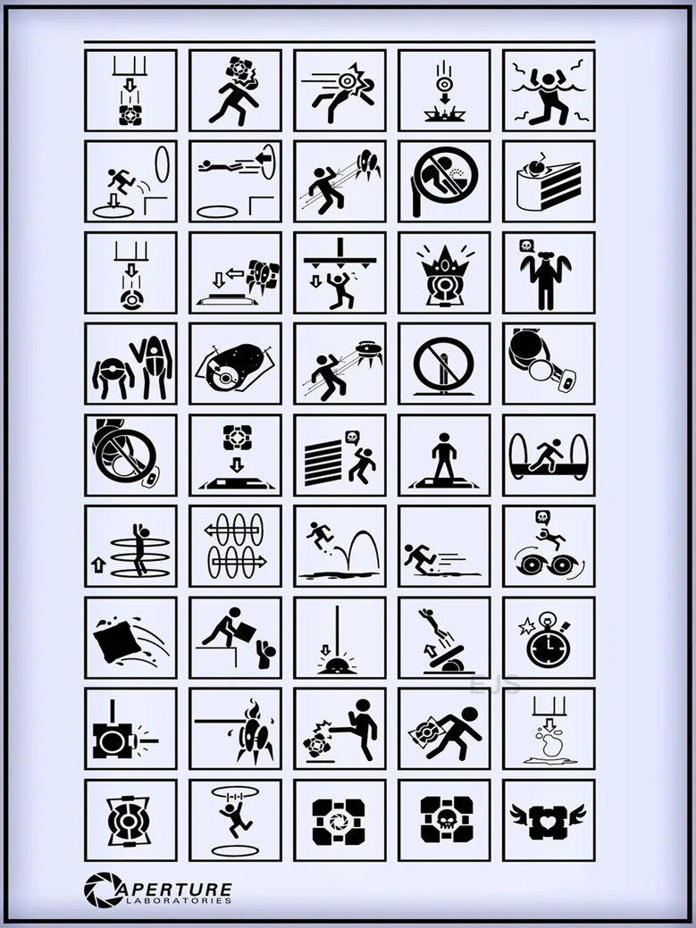 

Portal Warning Signs Art Fabric poster 17x13"/32x24" Decor 01