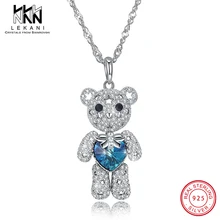 Горячая Забавный Мишка, кулон ожерелье кристалл от Swarovski для женщин полые звезды 925 Sterrling серебро Мода юбилей вечерние подарки
