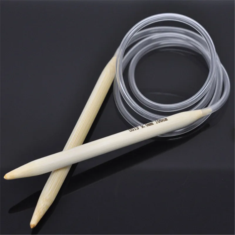 DoreenBeads, бамбуковые круговые спицы, прозрачная трубка, двойные крючки для вязания крючком, инструменты для вязания 100 см(39 3/"), длинные, 1 пара