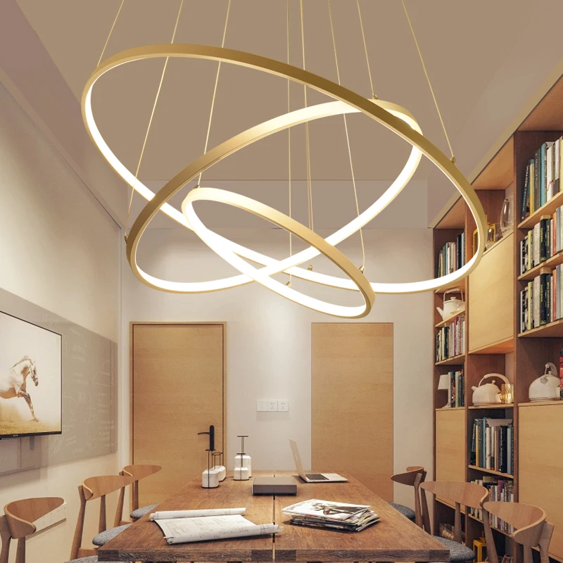 

LED chandelier Modern minimalist warm restaurant lights led chandelier round creative art living room bedroom lamps abaju
