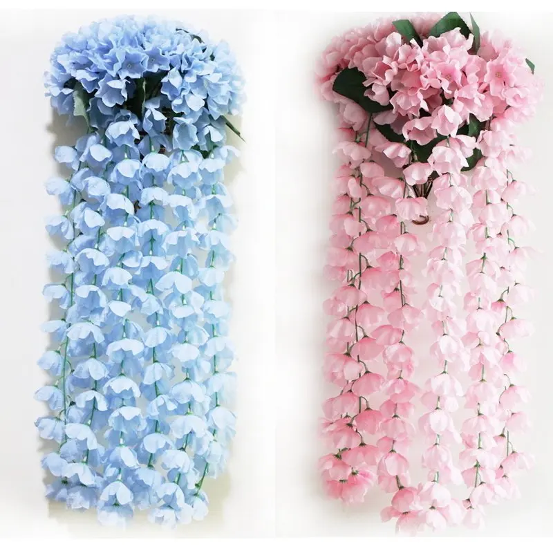 Simulation Flower Hydrangea flower vine flower plastic hanging basket