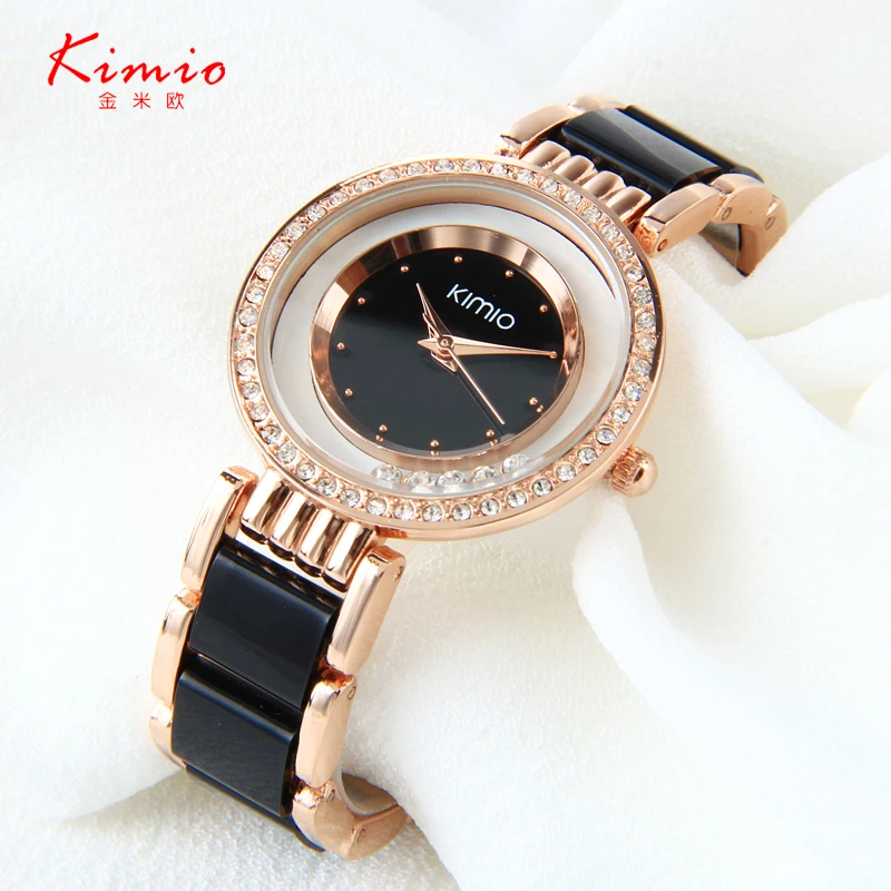 Kimio ultra slim Top Brand Woman font b watches b font Fashion Ladies Crystal Clock Black