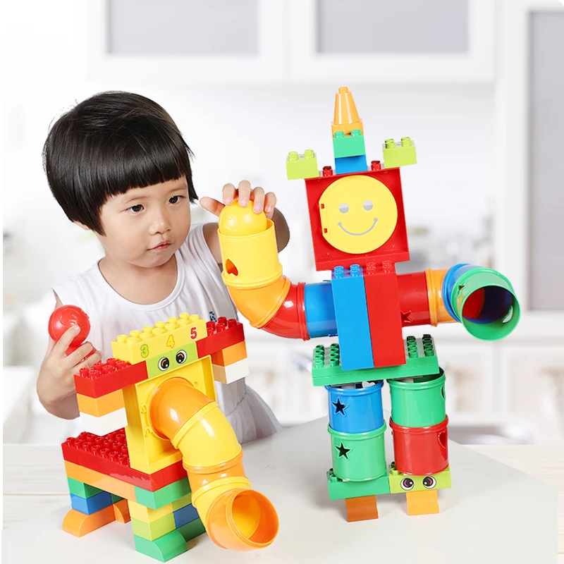 

DIY Robot Shapes Pipe Big Building Blocks Fun With 20PCS Balls Colorful Big Bricks Gift Toy For Children Compatible Big Blocks
