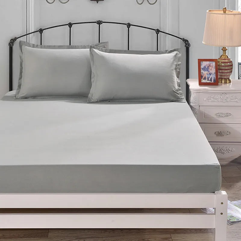 

1pc Solid Color Polyester Fitted Sheet Single Double Size For Adults Bed Linens Home Textile Bed Sheet Only XF335-2