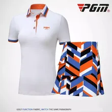 PGM Летняя женская футболка для гольфа с коротким рукавом и воротником на пуговицах Женская юбка для гольфа Спортивная дышащая мягкая тонкая женская одежда для гольфа