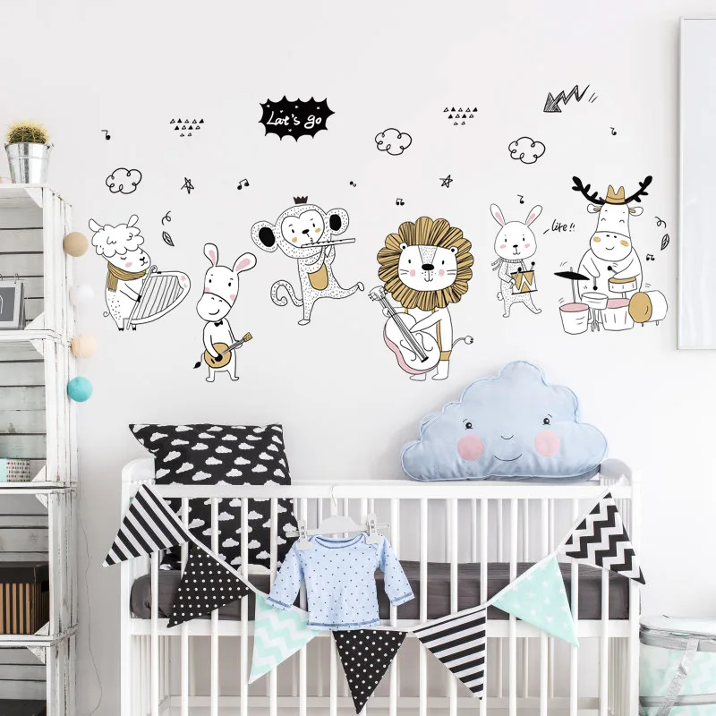 Cartoon Animal Decorative Wall Stickers Kindergarten Children's Room 3D Decoration Waterproof Posters | Дом и сад