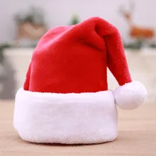 High Grade Thicken Santa Hats For Christmas Decoration Festival Party Suppliers High Quality Short Velvet Hats With Pompom ZY077