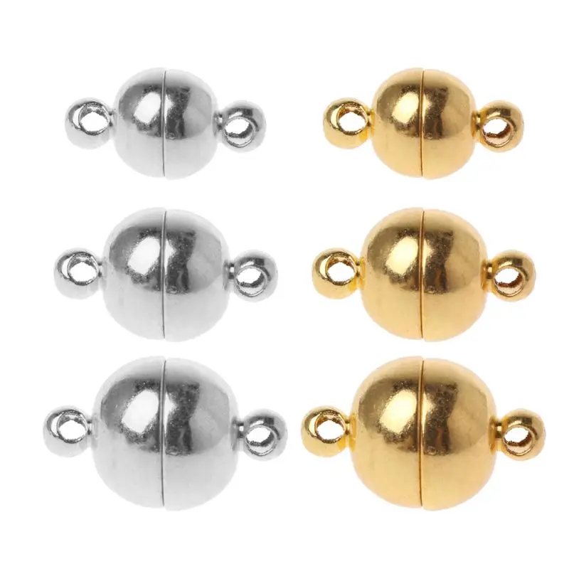 

10pcs Stainless Steel Ball Shape Magnetic Clasp Converter for Jewelry Making Gold Silver White