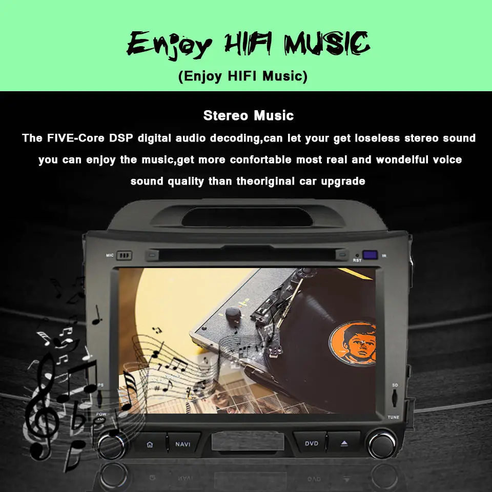 Discount HD 8" Automotivo touch screen in dash 2din head unit car dvd player gps navigation for kia sportage 2010-2015 steering wheel 3