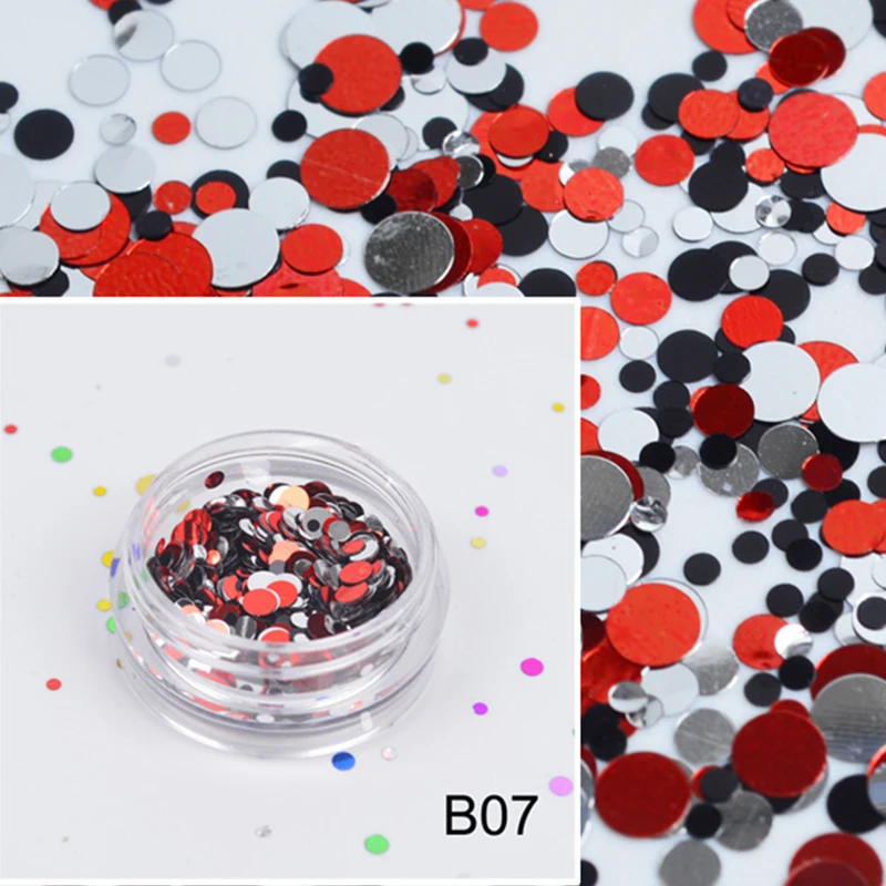 

LCJ 1 Box Shining Colorful Nail Sequins Tips Round Shape Mixed 1-3mm Nail Glitter Tips Manicure Nail Art Decorations #B7