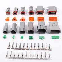1SET 2/3/4/6/8/10/ Pin Waterproof Electrical Automotive Wire 14-18 AWG 12P Female and Male Grey for Deutsch Connector Motor Car deutsch dtm 2 3 4 6 8 10 12p male female auto waterproof connector with pins terminals automotive sealed plug
