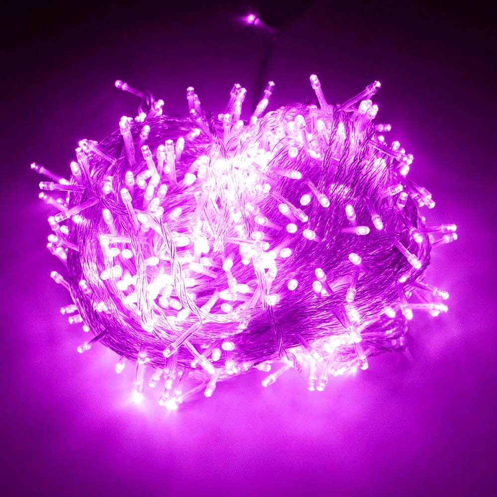 20-100 м светодиодная гирлянда переменного тока, водонепроницаемый 200-800Leds 220 В/110 В, вечерние украшения для сада, праздника, дома, цветочного дерева, JQ - Испускаемый цвет: Фиолетовый