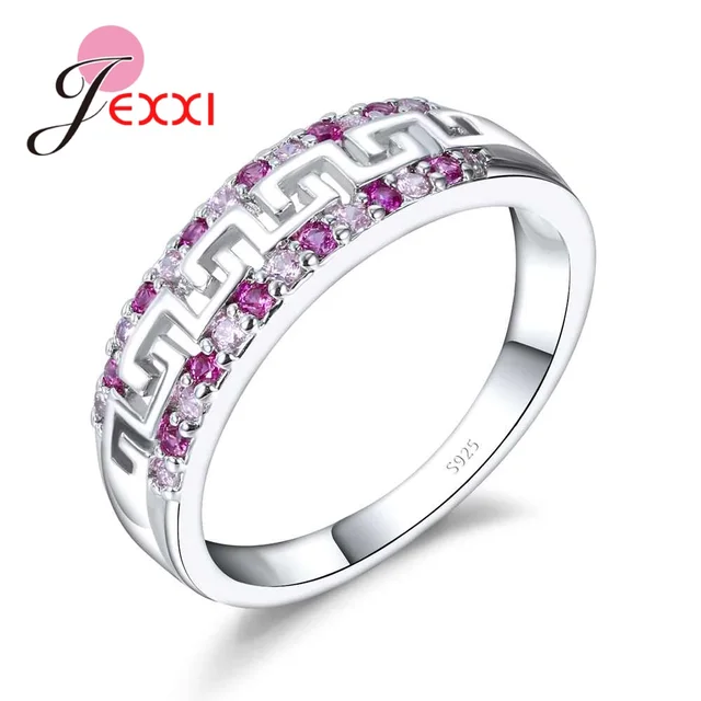 JEXXI Real Pure S90 Silver Band Promise Rings for Women Wedding Engagement Spark JEXXI Real Pure S90 Silver Band Promise Rings for Women Wedding Engagement Spark