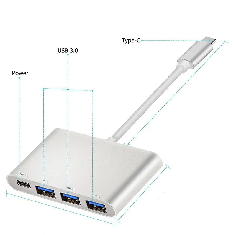 Uosible 4-в-1 Thunderbolt 3 адаптер USB-C подключающийся аппаратный ключ USB 3,1 Тип C концентратора с USB 3,0 PD для Macbook Pro/Air Тип-C Интерфейс