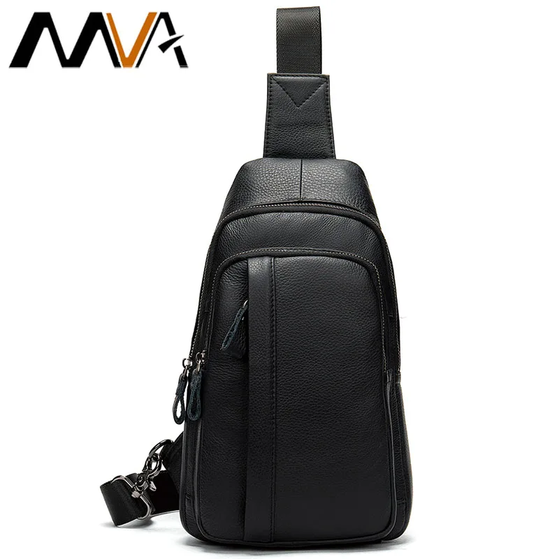 

MVA Men's Chest Bag Men Leather Genuine Travel Belt Messenger Bags Casual Crossbody Shoulder bag for Men Chest Waist Pack 707