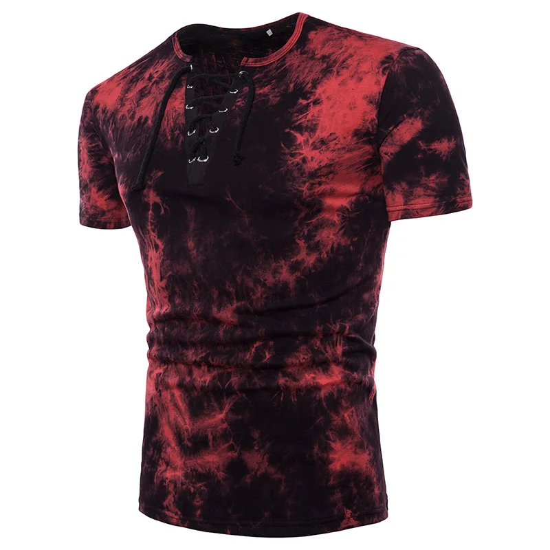 

Fashionable Men's T-shirts with Fashionable Colors, Large Body, Ribbon and V-Collar Design, Short-sleeved Men's T-shirts DX17