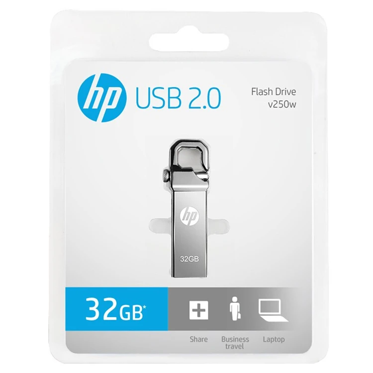 Акция hp USB Flash 16 ГБ 32 ГБ 64 Гб USB2.0 металлический Флешка V250W флэш-usb-ключ USB оригинальный флэш-накопитель на цепочке для ключей