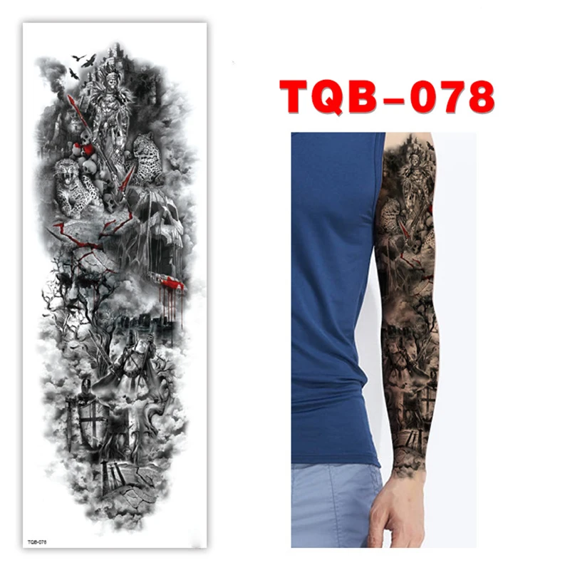 

FULL SLEEVE ARM TEMPORARY TATTOO, ORIENTAL DRAGON, VICTORY WARRIOR , MENS, WOMENS,BODY ART
