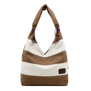 

New Fashion Women Canvas Handbag Shoulder Bag Women's Large Capacity Striped Tote Bag Shopping Bag sac a main femme de marque