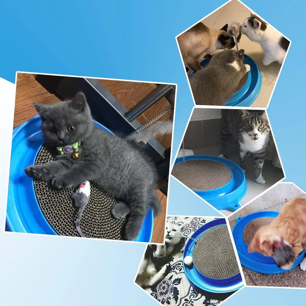 Cat Turbo Scratcher Toy, Cat Turbo Toy, Post Pad Interactive Training Exercise Mouse Play Toy with Turbo and Ball