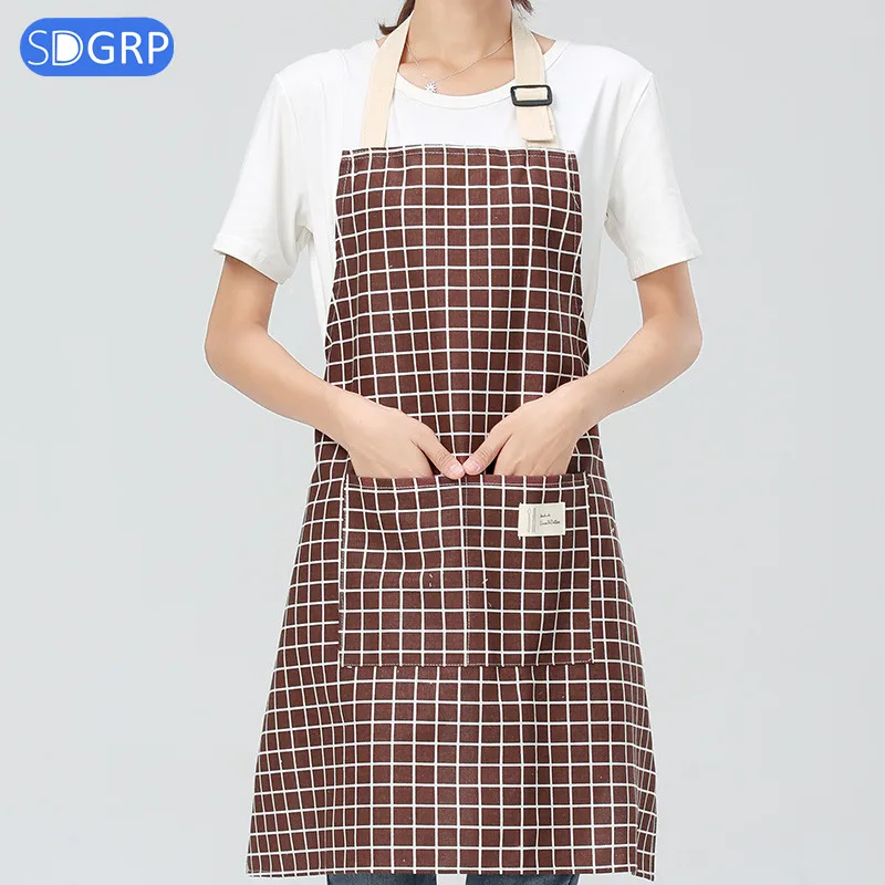 Adjustable Cotton Linen Apron For Chef Hairdresser Cook Woman
