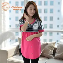 Stripe Short Sleeve Maternity Dresses 2016 New Summer Clothes For Pregnant Women Fashion Pregnancy Dresses Korean Shirt Belt