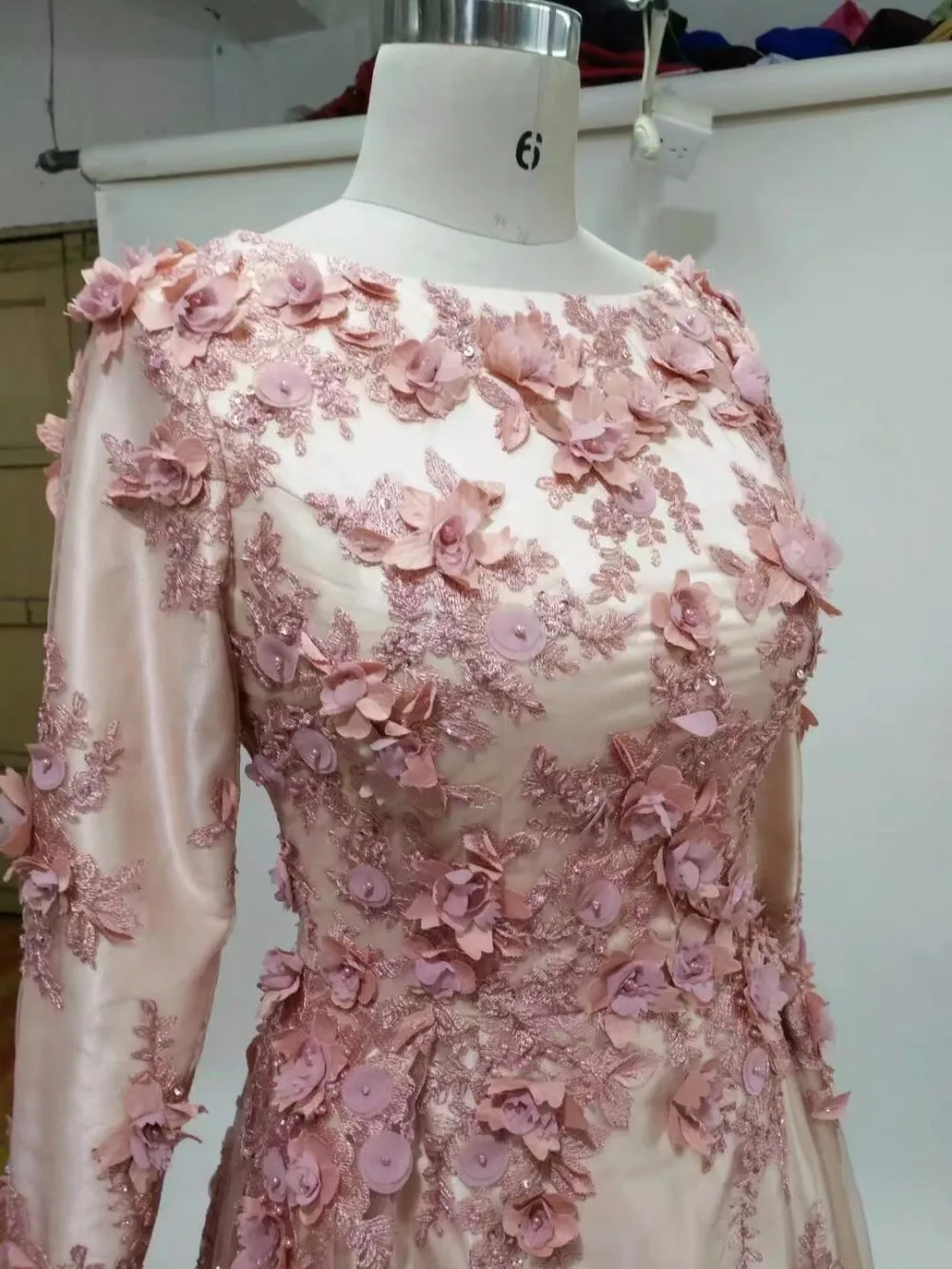 handmade 3D rose flores da mãe vestido