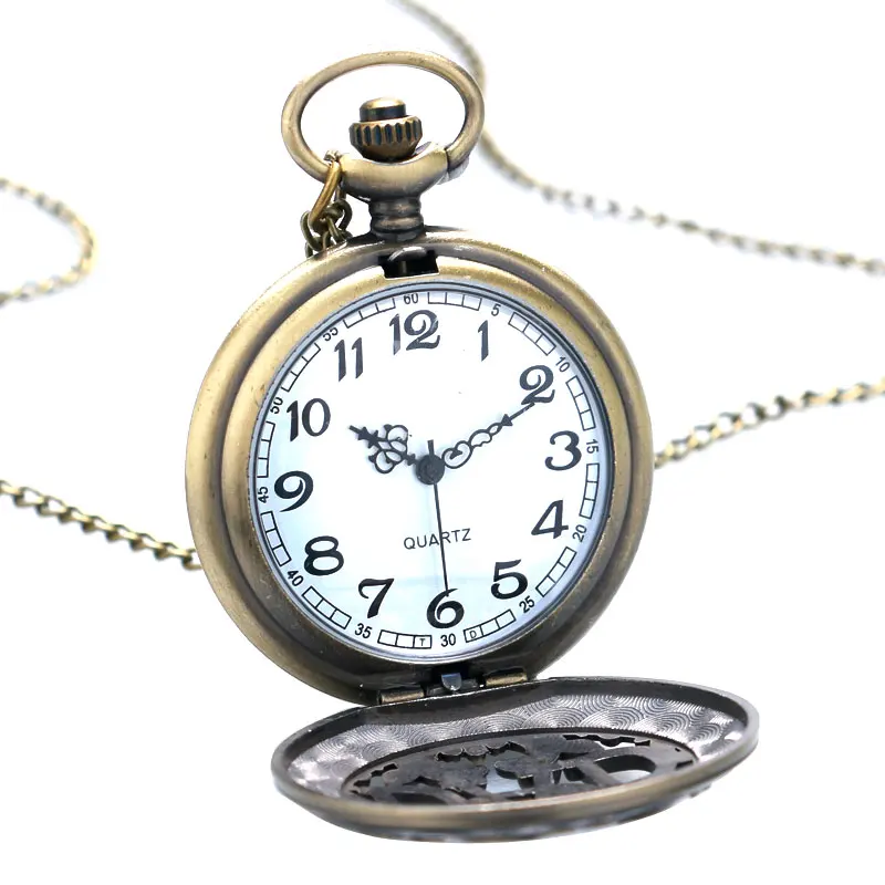 Винтажные бронзовые полые кварцевые карманные часы с подвеской для мужчин и пап с цепочкой подарки на день рождения отца