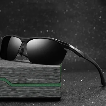 

Fashion Sports Sunglasses Men Polarized Aluminum Magnesium Half Frame Square Fishing Men's photochromic Sun Driving Glasses