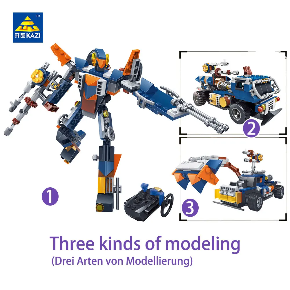

KAZI 3-in-1 Remote control truck deformation robot Armored vehicles 205pcs Bricks Building Blocks Educational Toys For Children