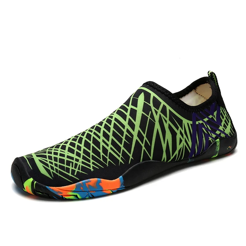Мужские кроссовки большого размера плюс, полосатые, цветные, zapatillas mujer deportiva, летние, водонепроницаемые, Мужская обувь для плавания, пляжная обувь - Цвет: LX-988 Green