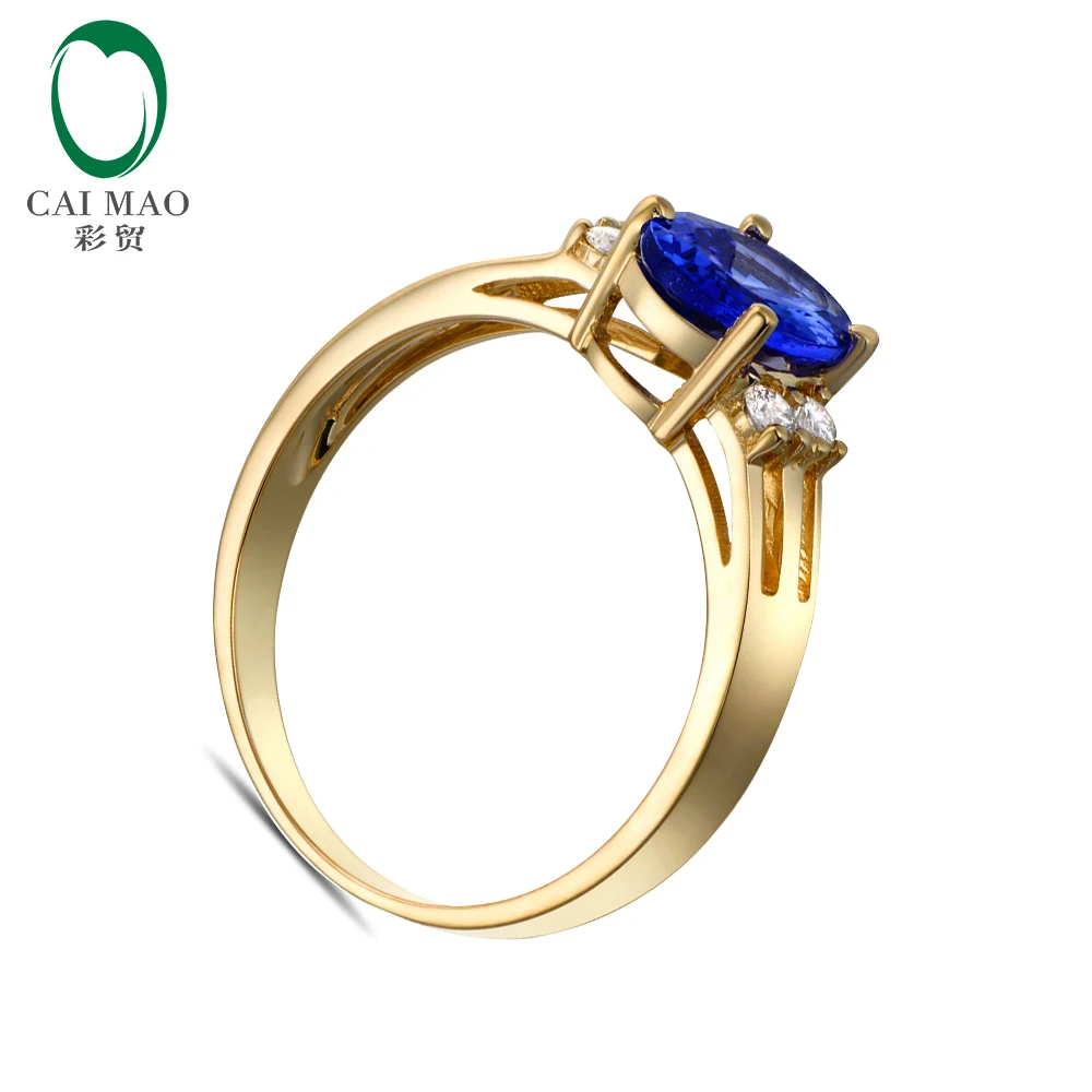Caimao Jewelry 14kt Yellow Gold Natural 1.1ct Tanzanite & Diamonds Engagement Ring