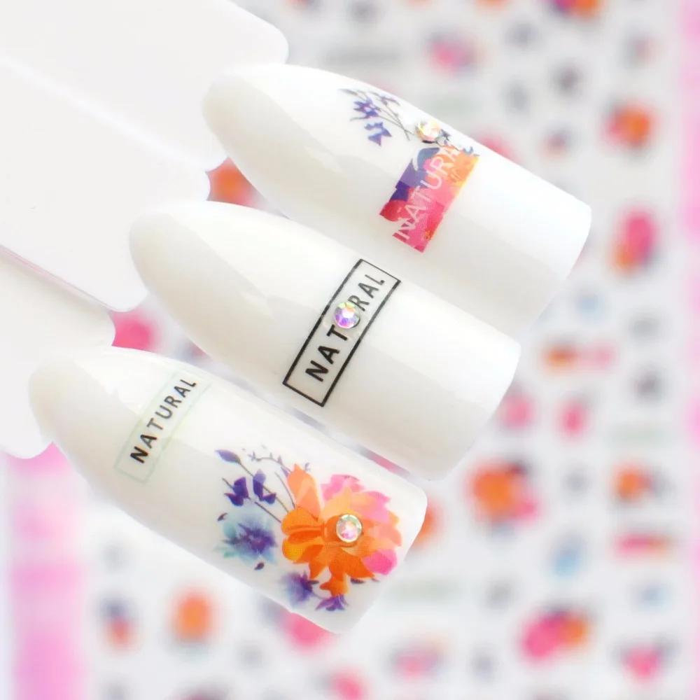 

ZKO 3D Nail Stickers Decal Small Fresh Flower Adheisve Transfer Tips Manicure Nail Art Decoration