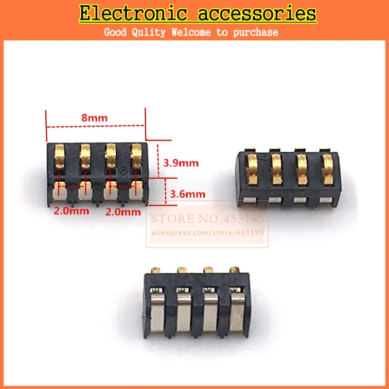 10 шт./лот держатель батареи 4Pin, разъем батареи, SMD разъем батареи мобильного телефона 2.0PH